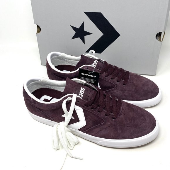 CONVERSE Men's Checkpoint PRO OX Black Currant White Suede Low Sneakers 168651C - Picture 8 of 11
